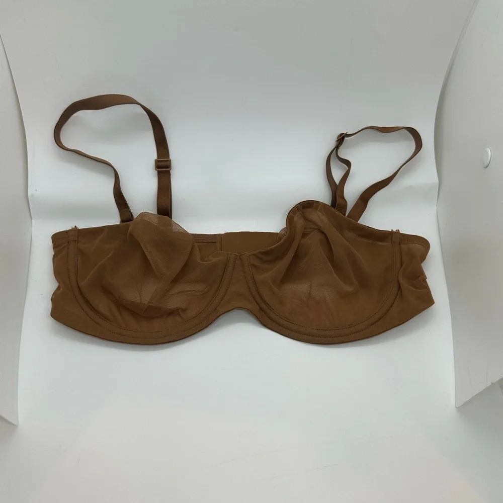 SKIMS Brown Sheer Mesh Underwire Bra Size 36C - Picture 2 of 13